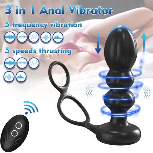 BELLE EXOTICS JACK RY- 3 IN 1 MALE RING AND THRUSTING ANAL MASSAGER