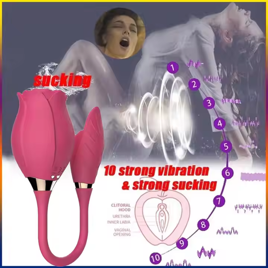 Garnet- 4 in 1 Thrusting & Sucking Rose Toy Vibrating Panty- Red