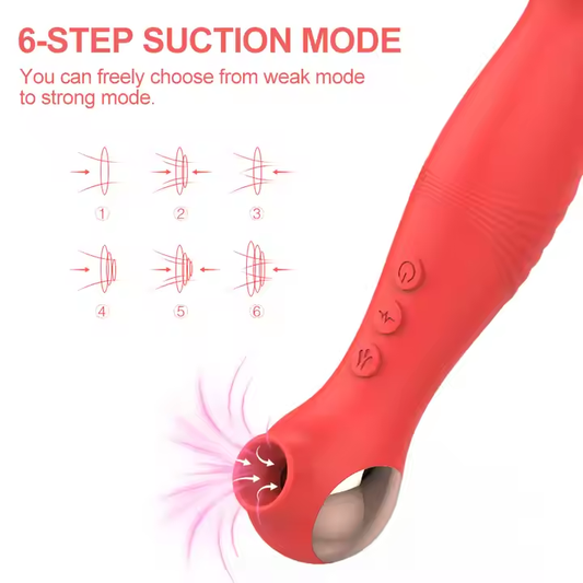 Eclipse- 2 in 1 Sucking Vibrator & Dildo- Red