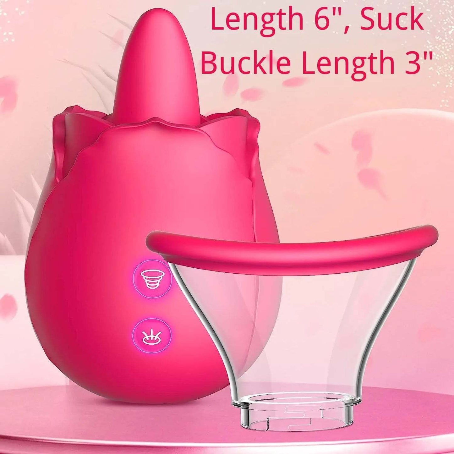 Double Dose- 3 in 1 Licking, Sucking and Pumping Rose Toy Vibrator- Red