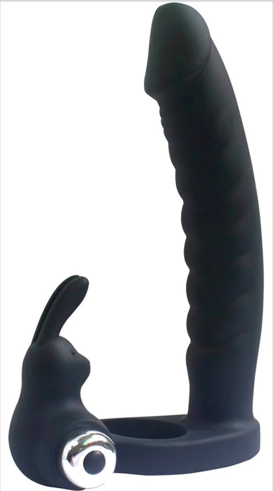 Belle Exotics- All The Way- 3 In 1 Vibrating Male Ring and Vaginal or Prostate Massager- Black Unleash Desire in Trinidad and Tobago, Jamaica, Barbados, Guyana, Bahamas, USA, and Canada