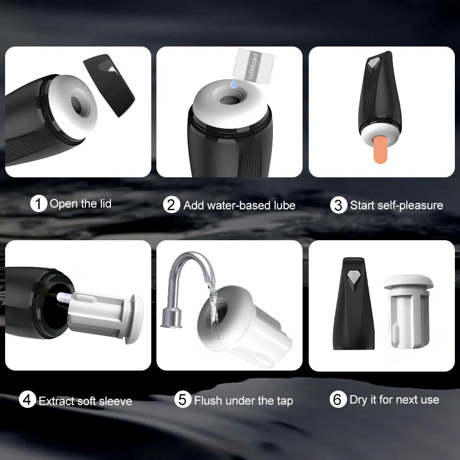 Belle Exotics MALE TOYS KNIGHT HIM- AUTOMATIC PENIS STROKER AND SUCTION CUP- BLACK- TRINIDAD AND TOBAGO- Confidence and Passion with Belle Exotics Male Enhancers Collection - Unleash Desire in Trinidad and Tobago, Jamaica, Barbados, Guyana, Bahamas, USA, and Canada