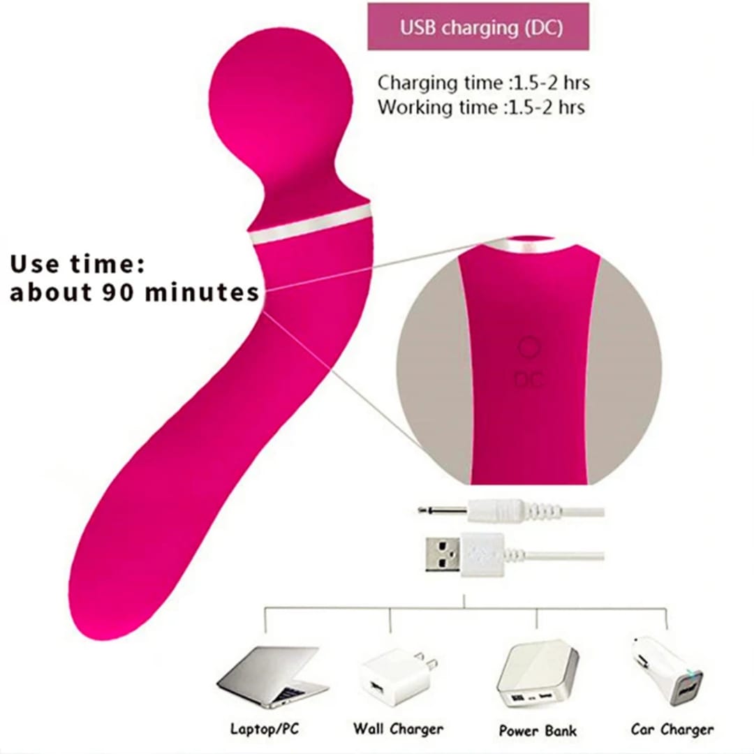 Euphoria- 4 in 1 Vibrating Wand Massager- Pink