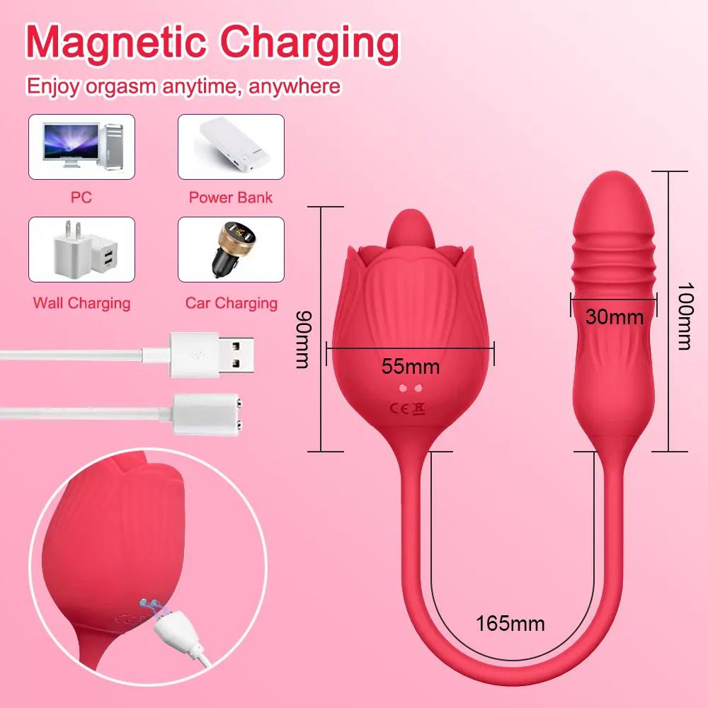 BELLE EXOTICS ROUGE 4 IN 1 LICKING AND THRUSTING ROSE