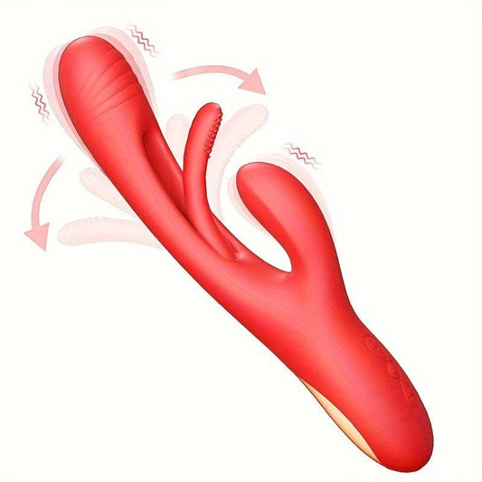 Belle Exotics Enterprises Limited Rabbits ENCHANTE-THURSTING LICKING TONGUE & MASSAGING RABBIT VIBRATOR- RED