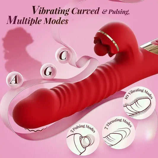 Belle Exotics Enterprises Limited VELVET VEIL- THRUSTING AND MASSAGING RABBIT- RED