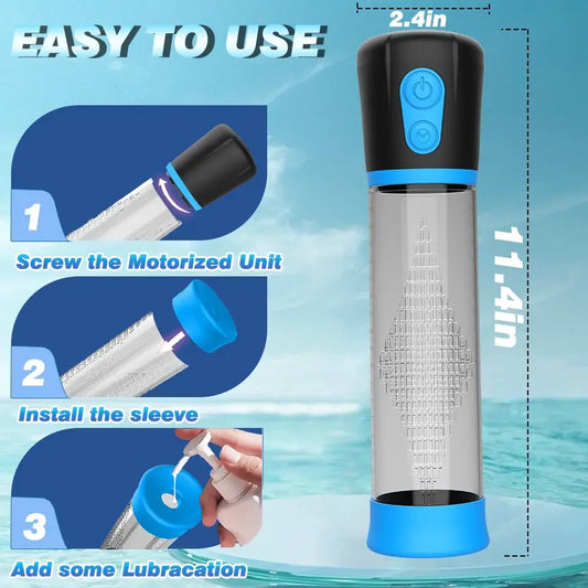Belle Exotics MALE TOYS HIS WAY ELECTRIC PENIS PUMP - BLUE - TRINIDAD AND TOBAGO- Confidence and Passion with Belle Exotics Male Enhancers Collection - Unleash Desire in Trinidad and Tobago, Jamaica, Barbados, Guyana, Bahamas, USA, and Canada