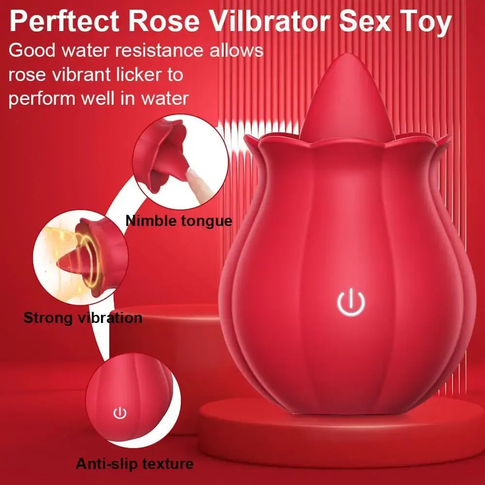 Belle Exotics VIBRATORS MY DESIRE TONGUE LICKING ROSE TOY VIBRATOR - RED- Confidence and Passion with Belle Exotics Roses Collection - Unleash Desire in Trinidad and Tobago, Jamaica, Barbados, Guyana, Bahamas, USA, and Canada