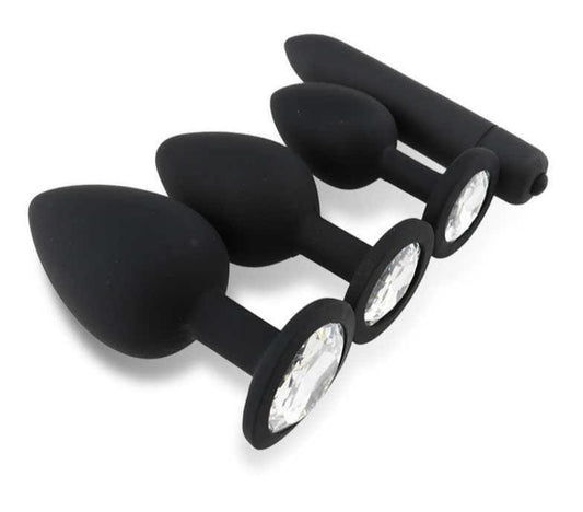 COME ALL OVER ME ANAL PLUG (S,M & L) BUNDLE - BLACK - Belle Exotics