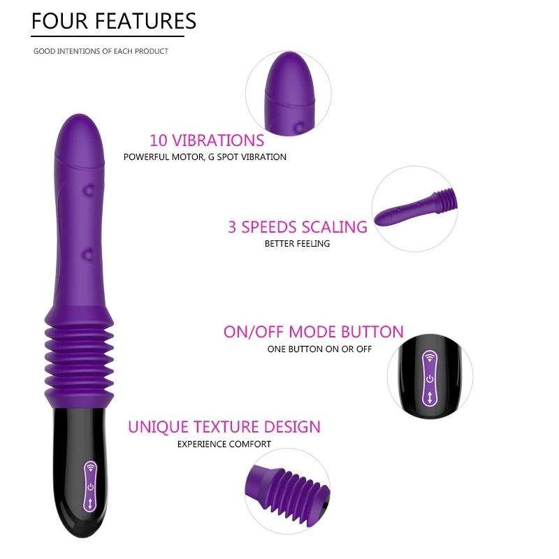 Belle Exotics HER TOYS SULTRY VIOLET- 3 IN 1 WIRELESS REMOTE CONTROL THRUSTING DILDO, RABBIT & PUMPING VIBRATOR -