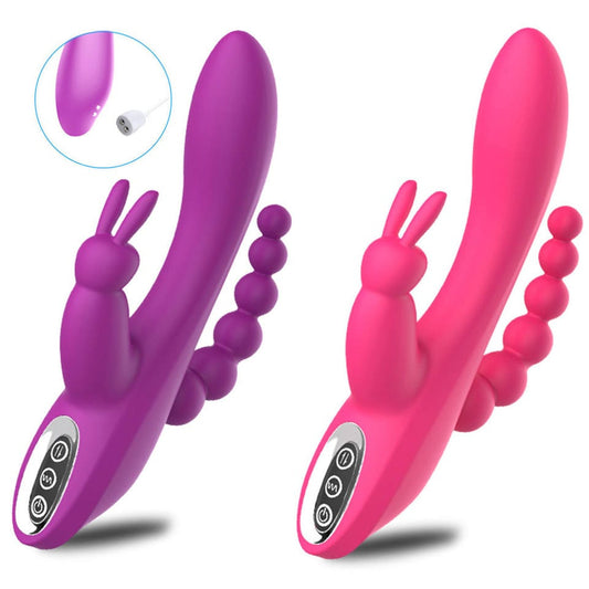 Belle Exotics Rabbits TRIPLE ACTION- ANAL, CLIT & G-SPOT STIMULATING RABBIT- PINK-TRINIDAD AND TOBAGO-Discover Pleasure and Style with Belle Exotics Vibrator Collection - Empowering Intimacy in Trinidad and Tobago, Jamaica, Barbados, Guyana, Bahamas, USA, and Canada