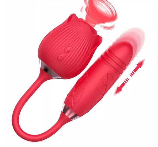 Belle Exotics VIBRATORS RUBY - 4 IN 1 THRUSTING & SUCKING ROSE TOY VIBRATING PANTY- RED-TRINIDAD AND TOBAGO-Discover Pleasure and Style with Belle Exotics Vibrator Collection - Empowering Intimacy in Trinidad and Tobago, Jamaica, Barbados, Guyana, Bahamas, USA, and Canada