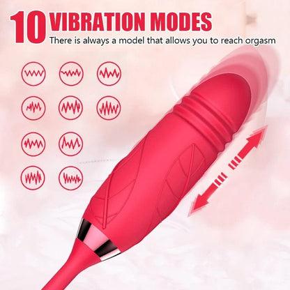 Belle Exotics VIBRATORS RUBY - 4 IN 1 THRUSTING & SUCKING ROSE TOY VIBRATING PANTY- RED-TRINIDAD AND TOBAGO-Discover Pleasure and Style with Belle Exotics Vibrator Collection - Empowering Intimacy in Trinidad and Tobago, Jamaica, Barbados, Guyana, Bahamas, USA, and Canada