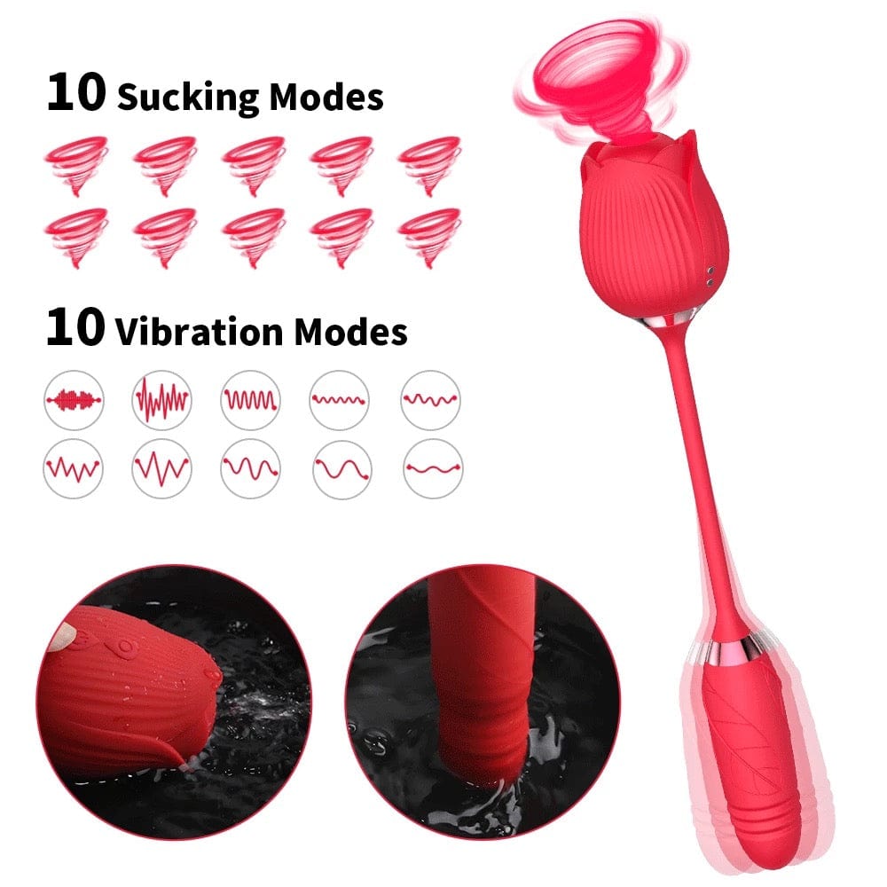 Belle Exotics VIBRATORS RUBY - 4 IN 1 THRUSTING & SUCKING ROSE TOY VIBRATING PANTY- RED-TRINIDAD AND TOBAGO-Discover Pleasure and Style with Belle Exotics Vibrator Collection - Empowering Intimacy in Trinidad and Tobago, Jamaica, Barbados, Guyana, Bahamas, USA, and Canada