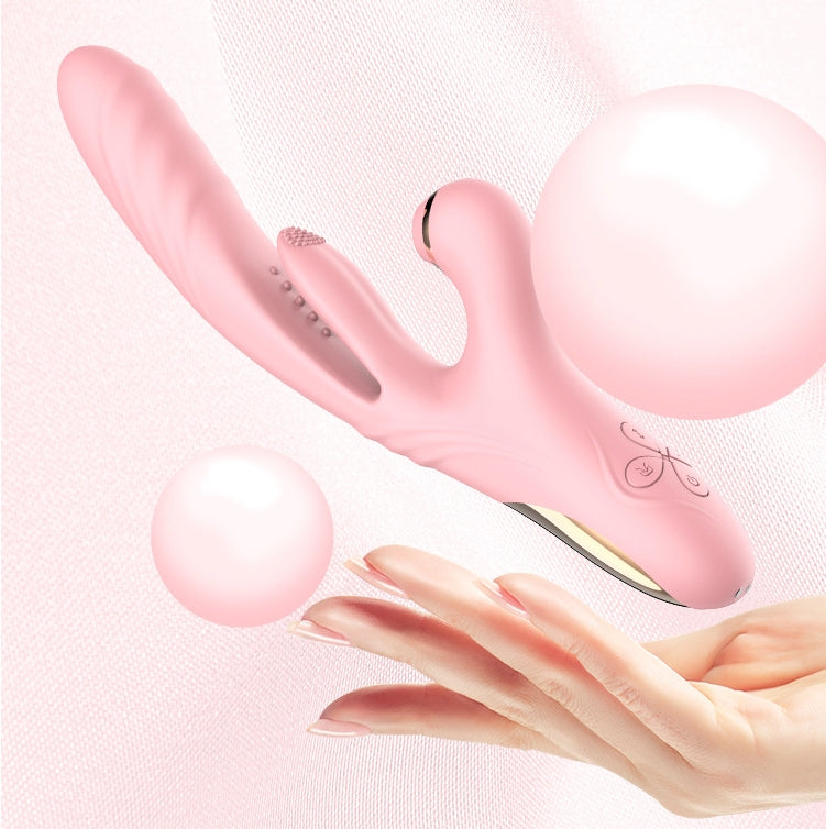 Belle Exotics MAJESTIC- 3 IN 1 THRUSTING, SUCKING & VIBRATING RABBIT- PINK