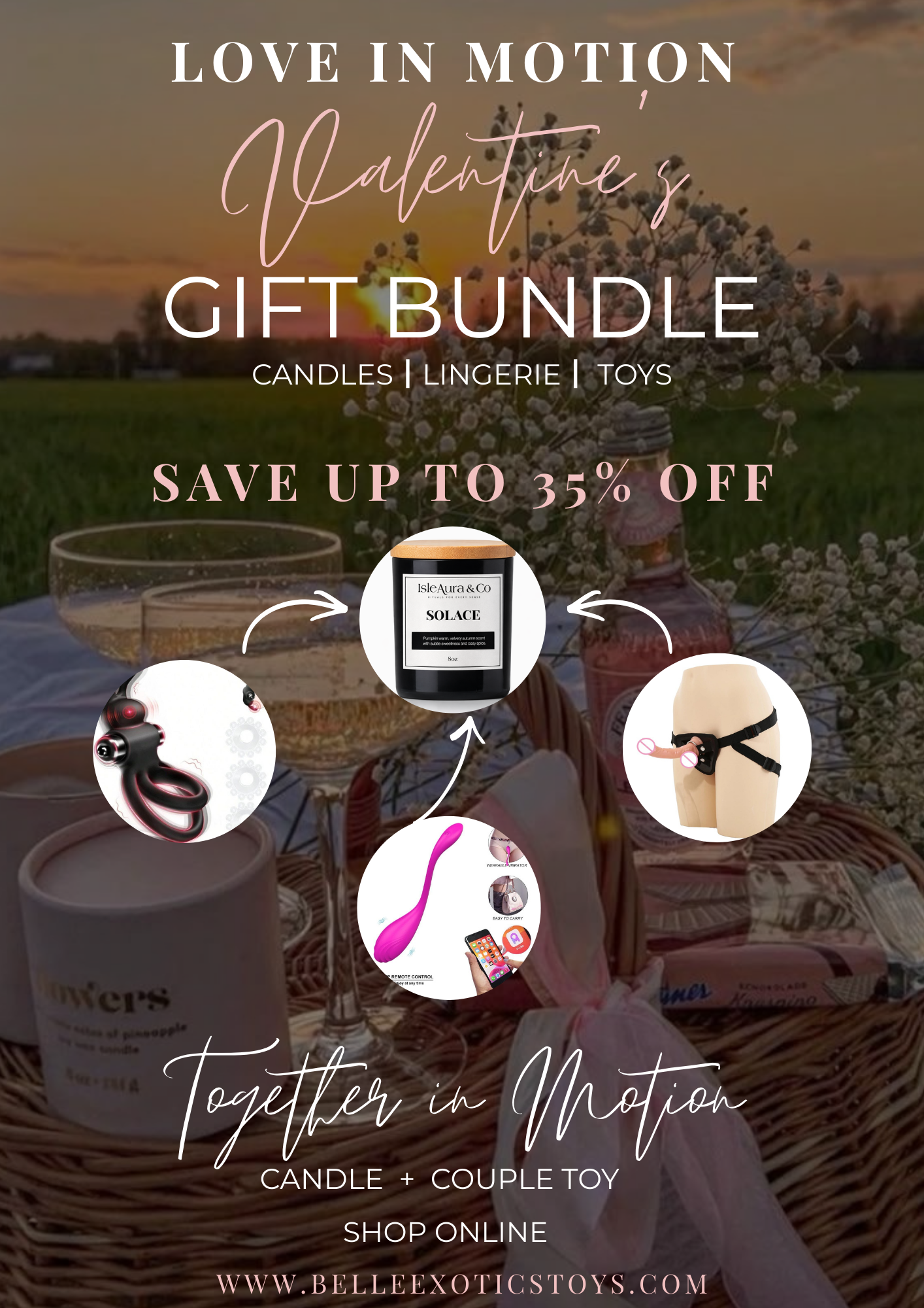 Together In Motion- Couple's Connection Bundle- Couple's Toy + Candle
