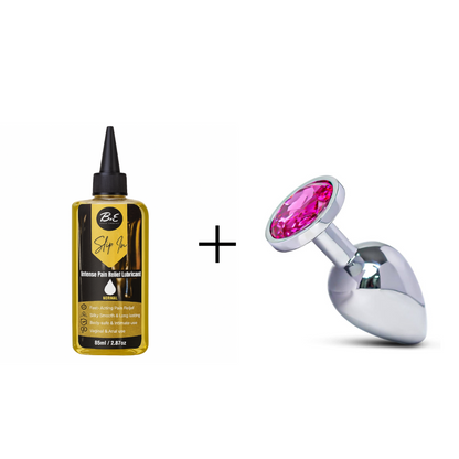 Backdoor Bliss- Chrome Anal Plug + Pain Relief Lubricant- Small