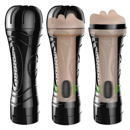 Grip Him- Rechargeable Vibrating Masturbation Fleshlight- Black