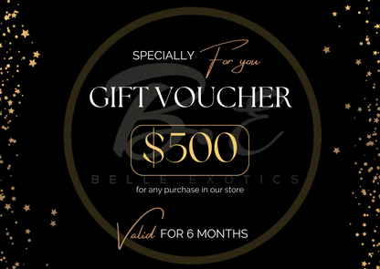 At Belle Exotics, our gift cards make the perfect present for any occasion! Let your loved ones choose exactly what they want from our exquisite collection. Available in various denominations, these gift cards are a thoughtful and flexible way to share the joy. Add one to your order today and give the gift of choice!