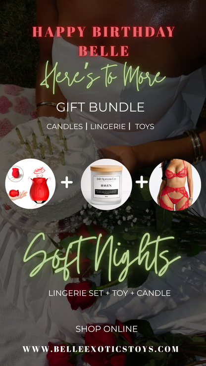 Soft Nights- The Celebration Set- Lingerie Set + Candle + Toy