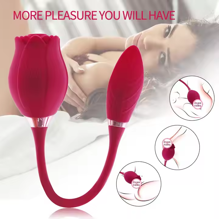 Garnet- 4 in 1 Thrusting & Sucking Rose Toy Vibrating Panty- Red