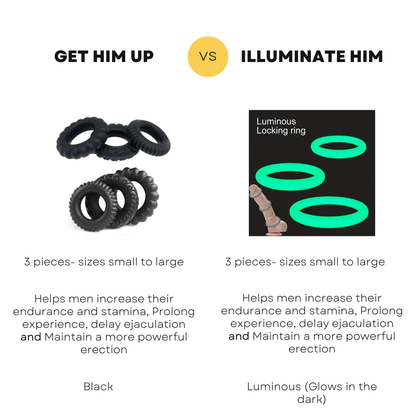 ILLUMINATE HIM- MALE COCK RING 3 PIECE SET