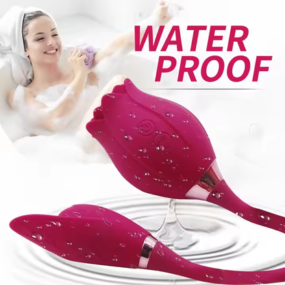 Garnet- 4 in 1 Thrusting & Sucking Rose Toy Vibrating Panty- Red