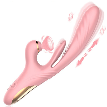 Belle Exotics MAJESTIC- 3 IN 1 THRUSTING, SUCKING & VIBRATING RABBIT- PINK