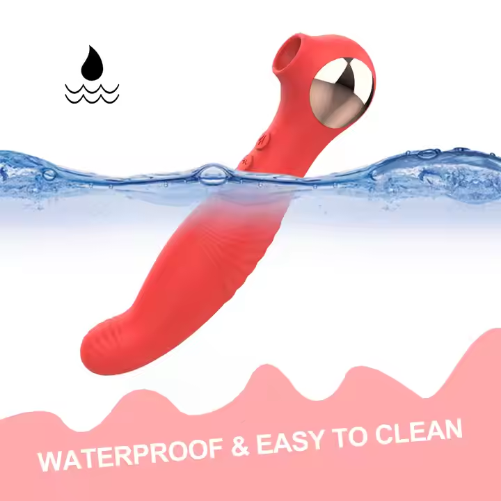 Eclipse- 2 in 1 Sucking Vibrator & Dildo- Red