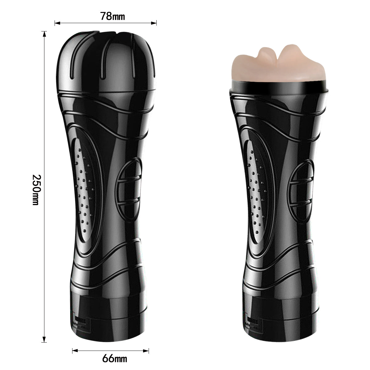 Grip Him- Rechargeable Vibrating Masturbation Fleshlight- Black