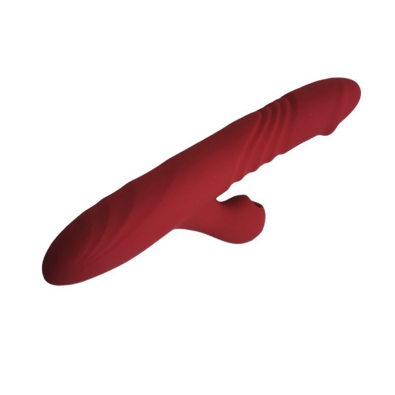 VELVET VEIL- ROTATING, THRUSTING AND MASSAGING RABBIT-DARK RED