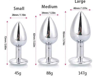 Belle Exotics Enterprises Limited CRYSTAL ME- CHROME ANAL PLUG SMALL, MEDUIM & LARGE - PINK