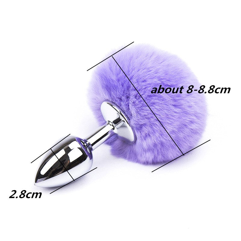 Belle Exotics- Fluffy Secret- Bunny Tail Anal Plug- Chrome (BLUE)- Unleash Desire in Trinidad and Tobago, Jamaica, Barbados, Guyana, Bahamas, USA, and Canada