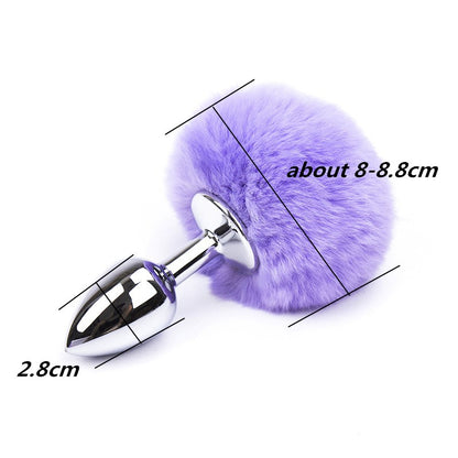 Belle Exotics- Fluffy Secret- Bunny Tail Anal Plug- Chrome (BLUE)- Unleash Desire in Trinidad and Tobago, Jamaica, Barbados, Guyana, Bahamas, USA, and Canada