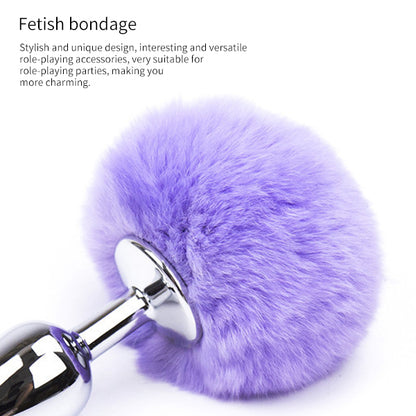 Belle Exotics- Fluffy Secret- Bunny Tail Anal Plug- Chrome (BLUE)- Unleash Desire in Trinidad and Tobago, Jamaica, Barbados, Guyana, Bahamas, USA, and Canada