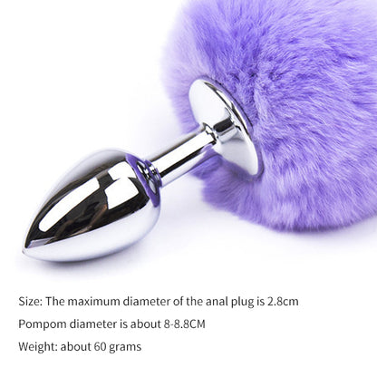 Belle Exotics- Fluffy Secret- Bunny Tail Anal Plug- Chrome (BLUE)- Unleash Desire in Trinidad and Tobago, Jamaica, Barbados, Guyana, Bahamas, USA, and Canada