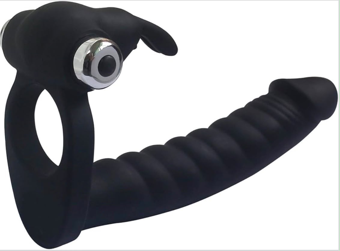 Belle Exotics-  All The Way- 3 In 1 Vibrating Male Ring and Vaginal or Prostate Massager- Black Unleash Desire in Trinidad and Tobago, Jamaica, Barbados, Guyana, Bahamas, USA, and Canada