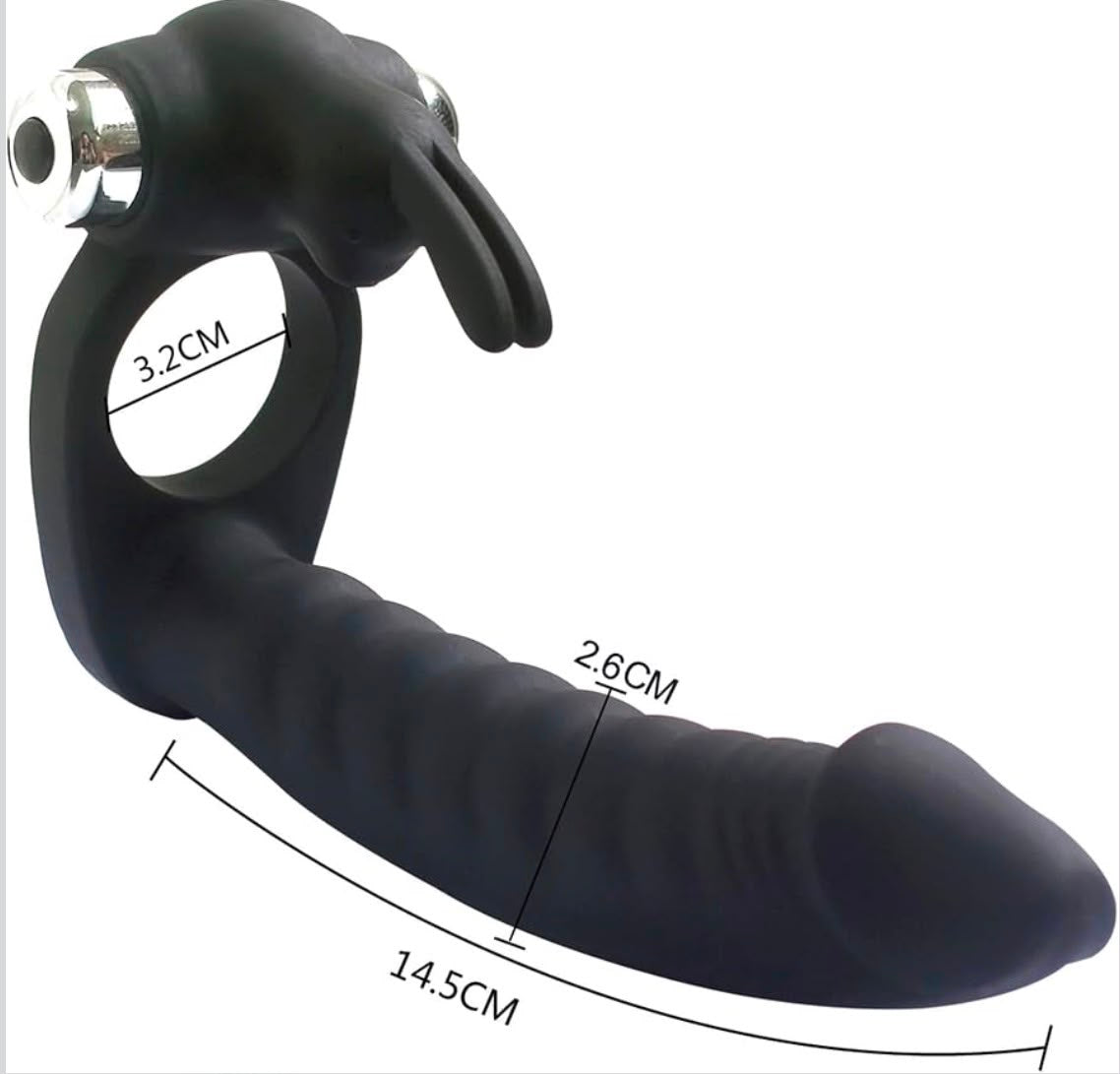 Belle Exotics-  All The Way- 3 In 1 Vibrating Male Ring and Vaginal or Prostate Massager- Black Unleash Desire in Trinidad and Tobago, Jamaica, Barbados, Guyana, Bahamas, USA, and Canada