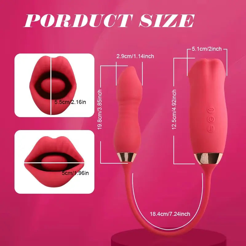 Belle Exotics Enterprises Limited CHILLI- THRUSTING AND LICKING MOUTH ROSE TOY VIBRATOR- RED - Confidence and Passion with Belle Exotics Roses Collection - Unleash Desire in Trinidad and Tobago, Jamaica, Barbados, Guyana, Bahamas, USA, and Canada