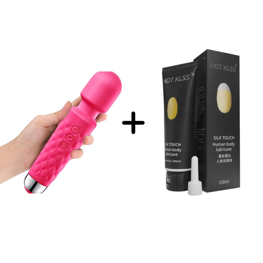 Glide & Vibe- 24 Speed Vibrating Wand + Water-based Lubricant (100ml )