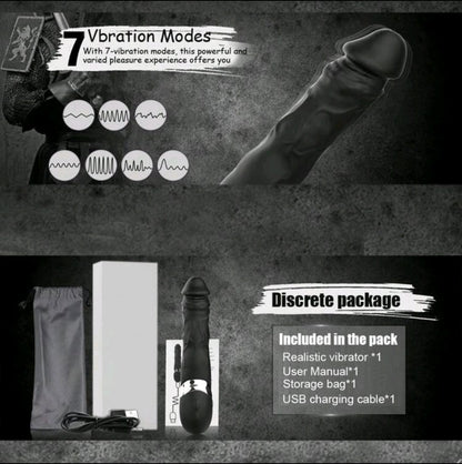 Fantasy- Realistic Vibrating Dildo- Black