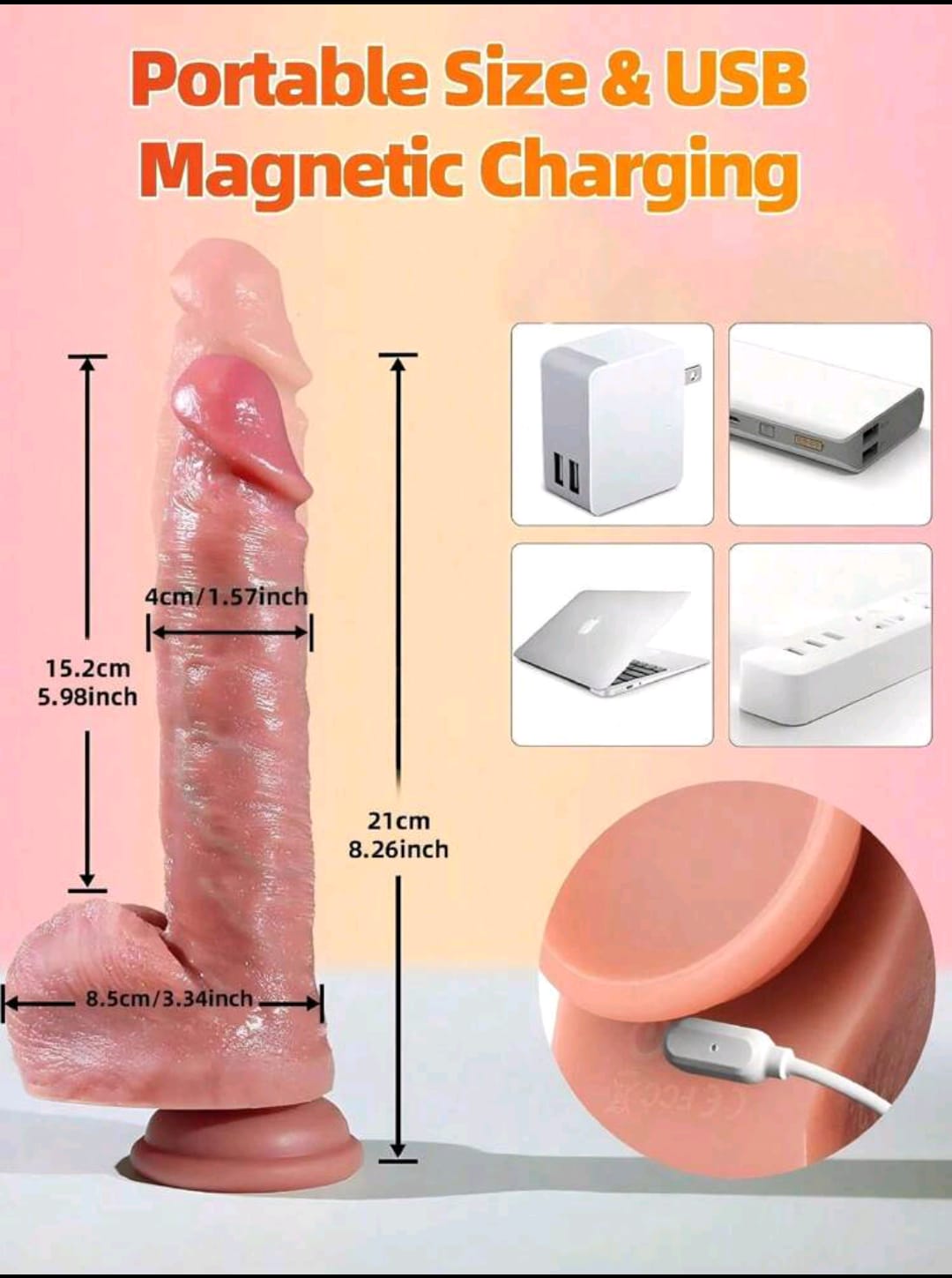 Sensational- 4 in 1 Realistic Thrusting Dildo- Flesh