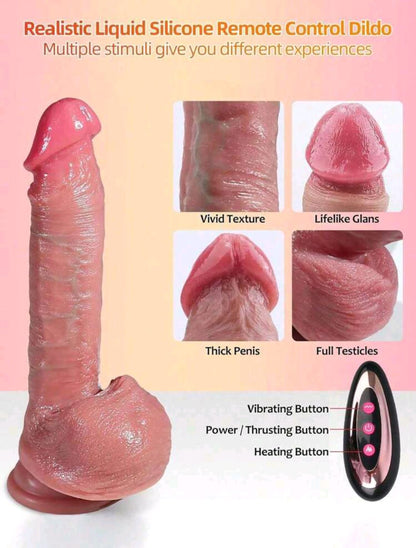 Sensational- 4 in 1 Realistic Thrusting Dildo- Flesh