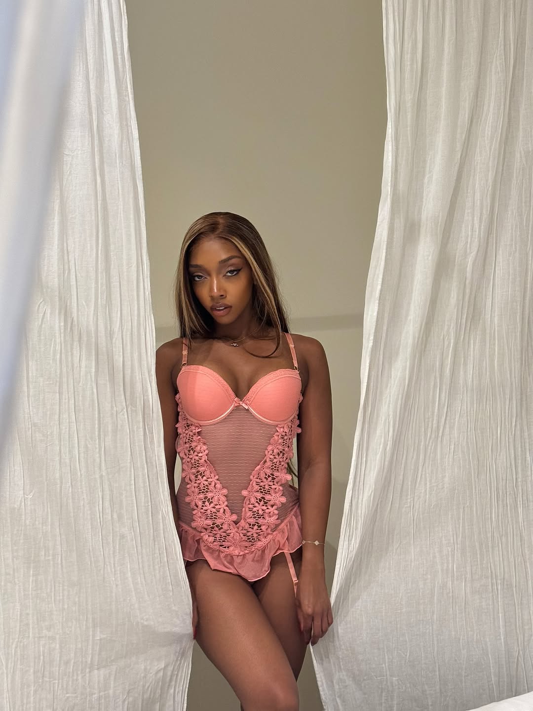 Pretty Please- 3 Piece Ensemble Molded Cup Bustier- Rose Pink