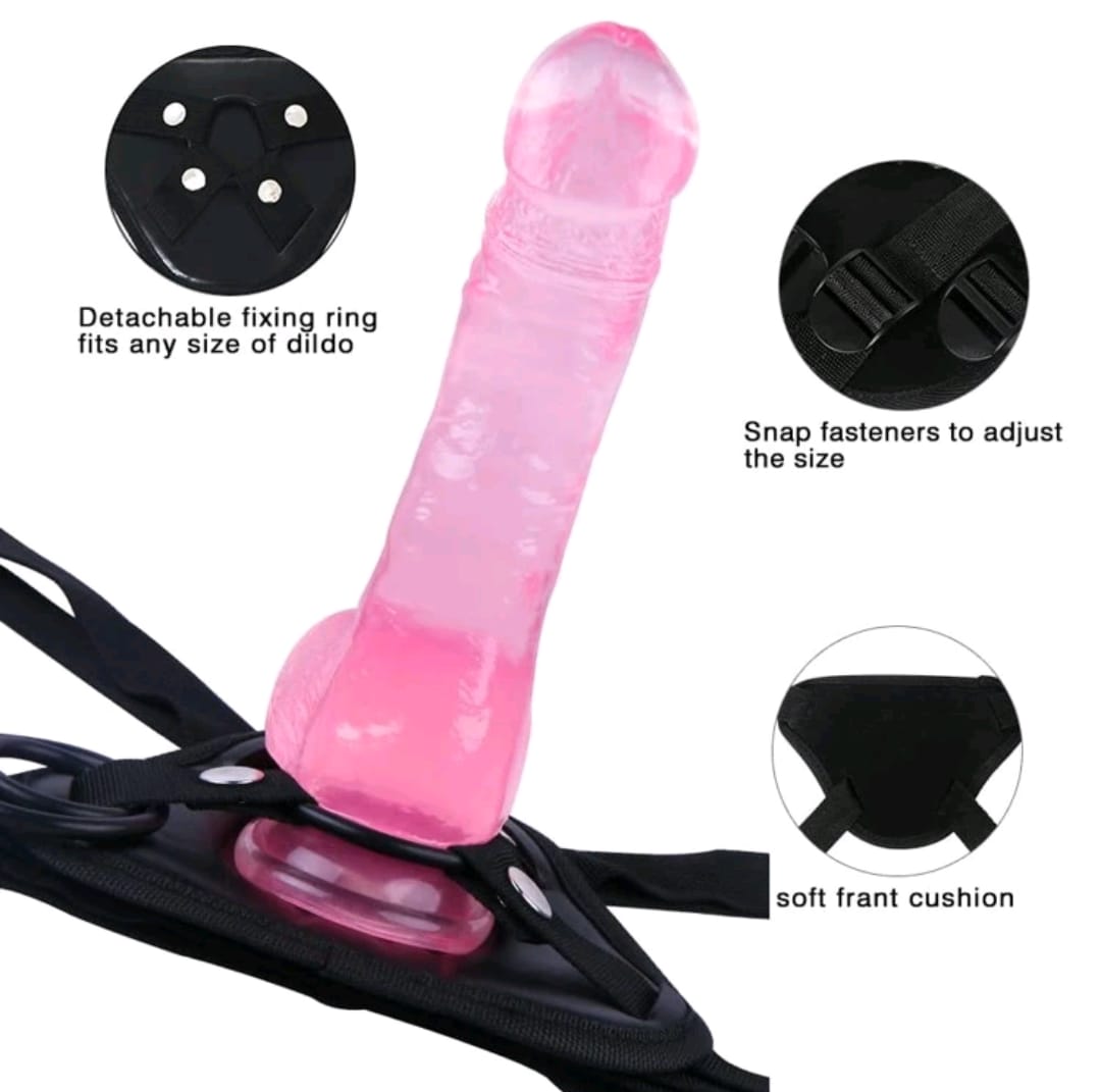 Belle Exotics HER TOYS Inches Please- Strap-On Dildo and Harness with Ring- Pink/ Black. TRINIDAD AND TOBAGO-Discover Pleasure and Style with Belle Exotics Dildo Collection - Empowering Intimacy in Trinidad and Tobago, Jamaica, Barbados, Guyana, Bahamas, USA, and Canada