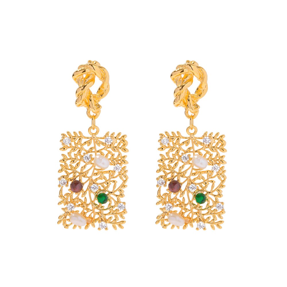 ARION- RHINESTONES DROP EARRINGS- GOLD. MI AMORE HOUSE OF STYLES