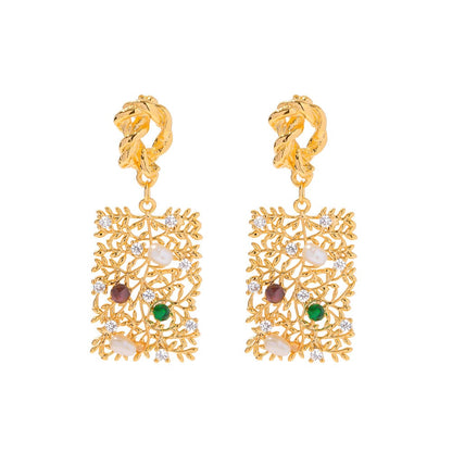 ARION- RHINESTONES DROP EARRINGS- GOLD. MI AMORE HOUSE OF STYLES