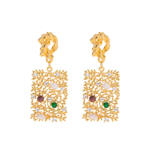 ARION- RHINESTONES DROP EARRINGS- GOLD. MI AMORE HOUSE OF STYLES
