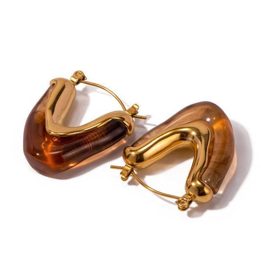 ASIA- RESIN DROP EARRINGS- BROWN. MI AMORE HOUSE OF STYLES