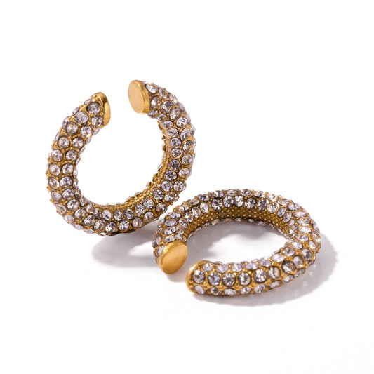 LYRA- RHINESTONE CUFFED EARRINGS- WHITE. MI AMORE HOUSE OF STYLES